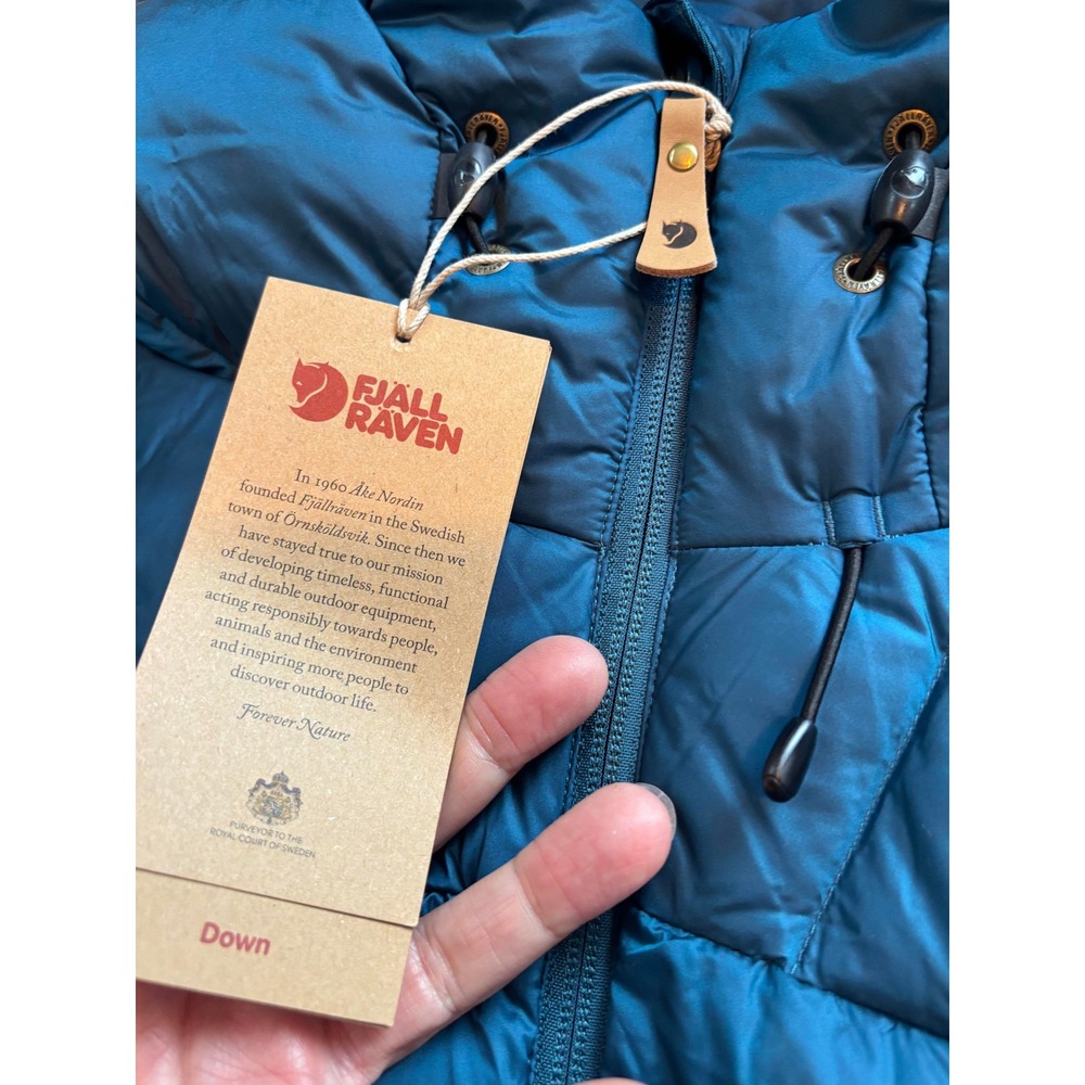 Fjallraven Snow Flake Parka Deep Sea Blue Down Puffer Coat Womens Medium - Picture 6 of 7